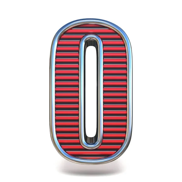 Metalen Rode Lijnen Lettertype Nummer Nul Render Illustratie Geïsoleerd Witte — Stockfoto