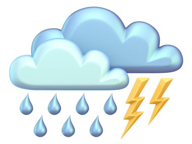 Weather simge fırtına 3d render illüstrasyon izole beyaz arka plan üzerinde