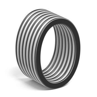 Siyah ve beyaz yazı tipi harf O 3d render illüstrasyon izole beyaz arka plan üzerinde katmanlı