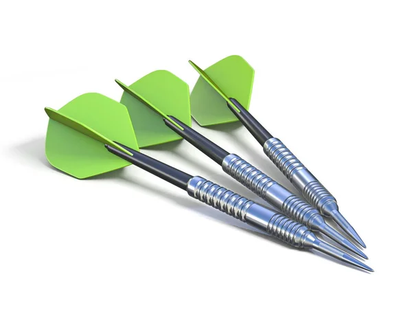 Három zöld 3d darts — Stock Fotó