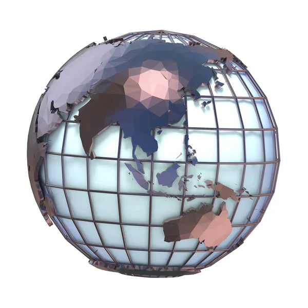 Polygonal style illustration of earth globe, Asia and Oceania vi — Stock Photo, Image