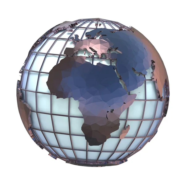 Polygonal style illustration of earth globe, Europe and Africa v — Stock Photo, Image