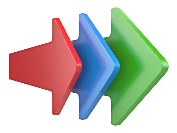 Three arrows showing same directions 3D — Stock Photo, Image