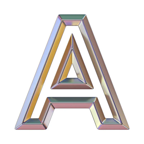 Chrome font with colorful reflections Letter A 3D — 图库照片