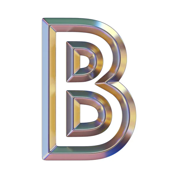 Chrome lettertype met kleurrijke reflecties Letter B 3d — Stockfoto