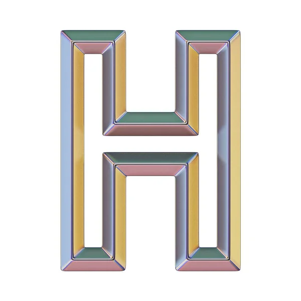 Chrome lettertype met kleurrijke reflecties Letter H 3d — Stockfoto