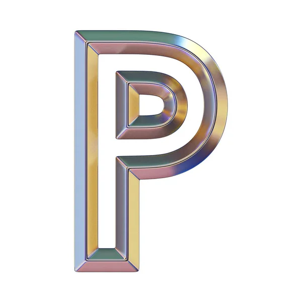 Chrome font with colorful reflections Letter P 3D — Stock Photo, Image