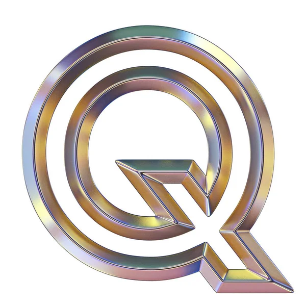 Fonte Chrome com reflexos coloridos Carta Q 3D — Fotografia de Stock
