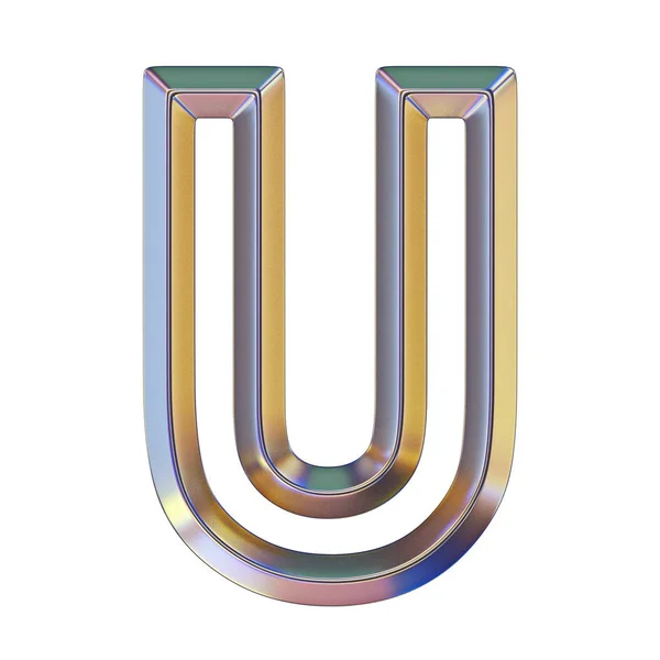 Chrome betűtípus a színes gondolatok U betű 3d — Stock Fotó