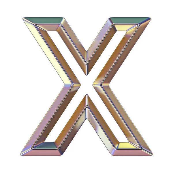 Fonte Chrome com reflexos coloridos Carta X 3D — Fotografia de Stock