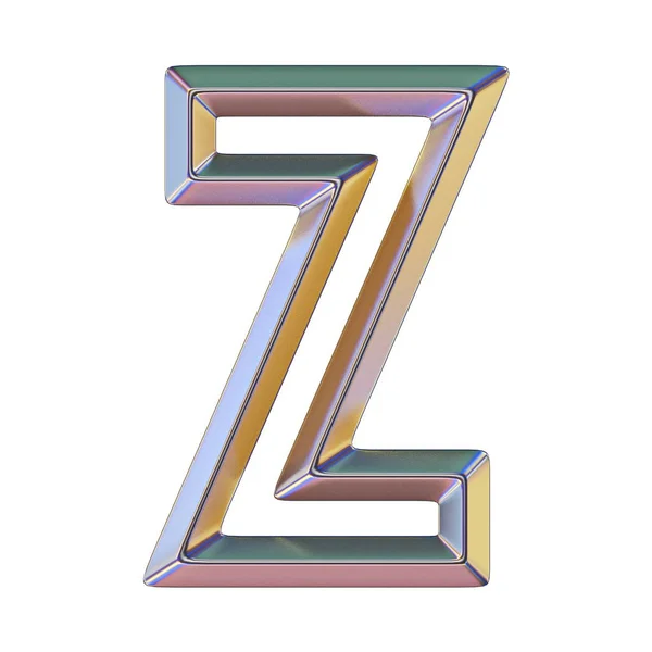 Chrome font with colorful reflections Letter Z 3D — Stock Photo, Image