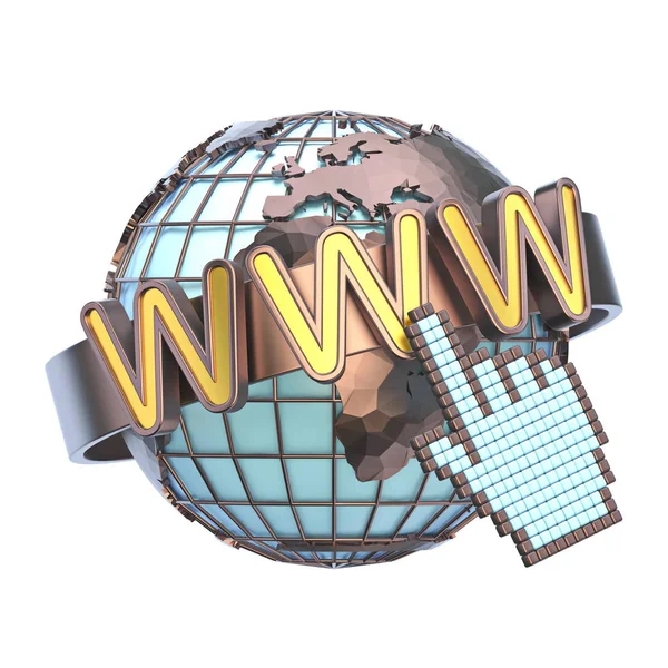 Концепция WWWW с земным шаром 3D — стоковое фото