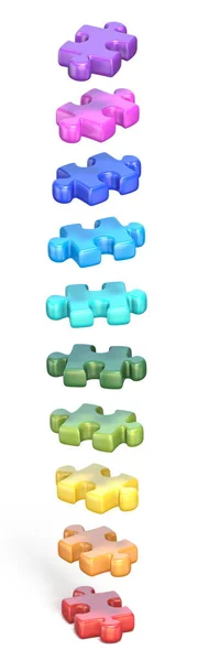 Коллекция головоломок радужного цвета 3D — стоковое фото