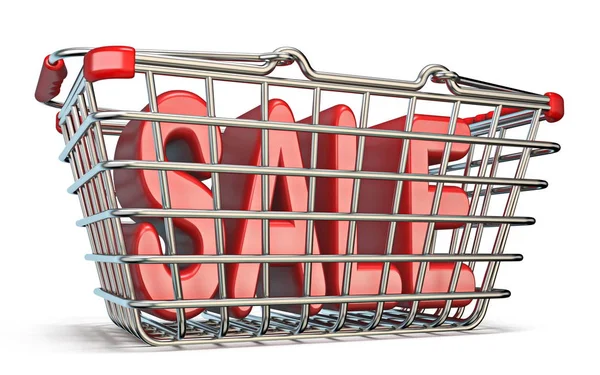 Cesta de compras de acero VENTA signo 3D — Foto de Stock