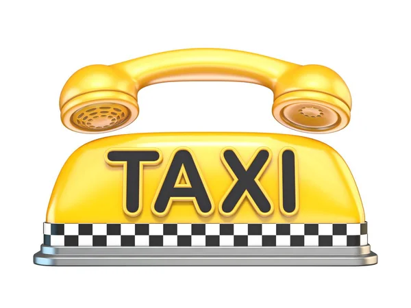 Señal de taxi con teléfono teléfono 3D —  Fotos de Stock