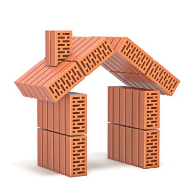 Tuğladan yapılmış ev işareti 3d