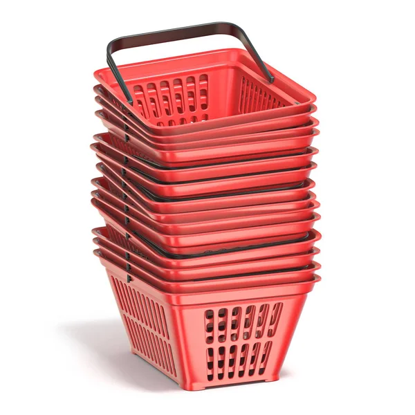 빨간 쇼핑 바구니 3D — 스톡 사진