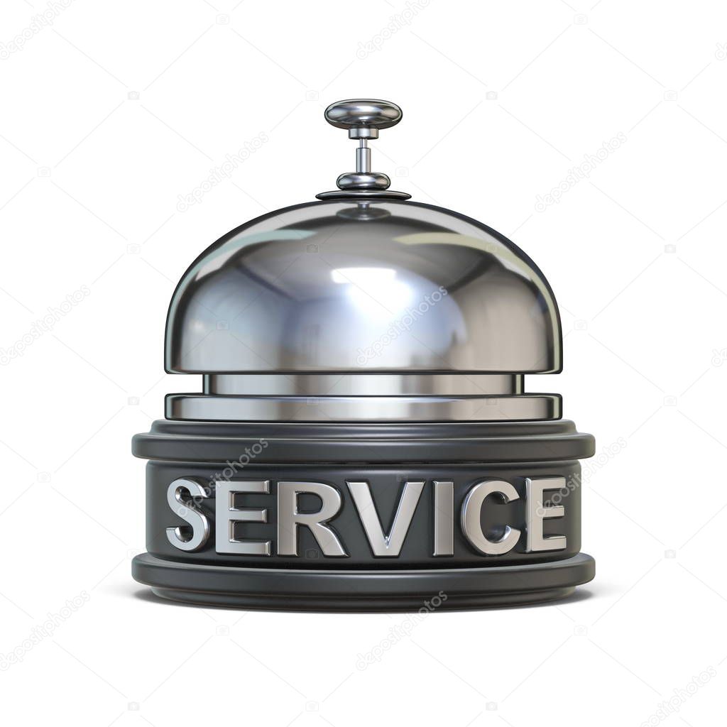 Silver reception bell SERVICE text 3D