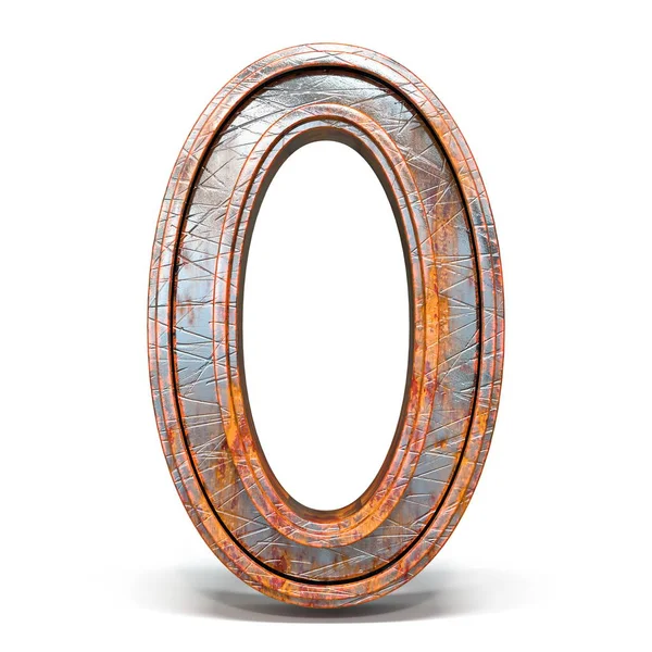 Fonte oxidada do metal número 0 zero 3D — Fotografia de Stock