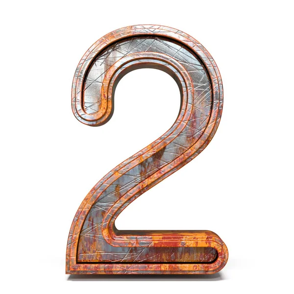 Caratteri Rusty metal Numero 2 DUE 3D — Foto Stock