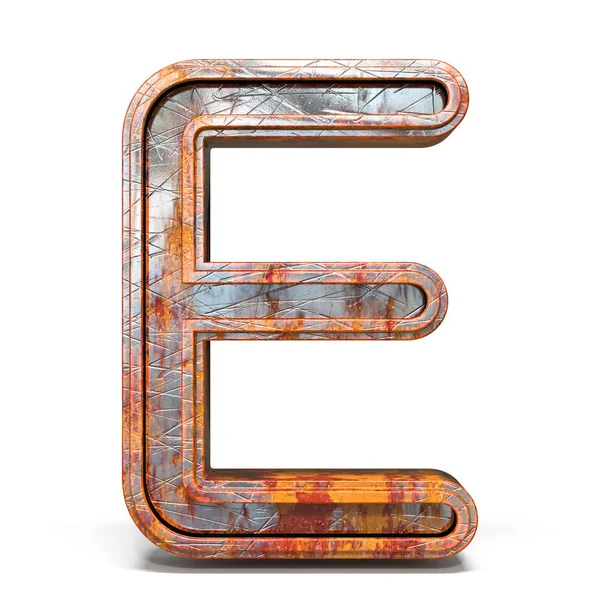 Ржавый металлический шрифт Letter E 3D — стоковое фото