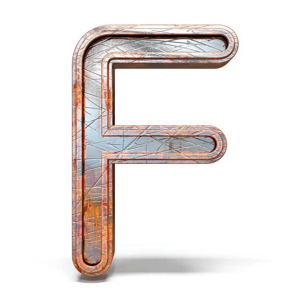 Font Rusty metal Letter F 3D — Foto Stock