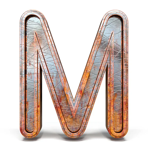Σκουριασμένη μεταλλική γραμματοσειρά γράμμα M 3D — Φωτογραφία Αρχείου