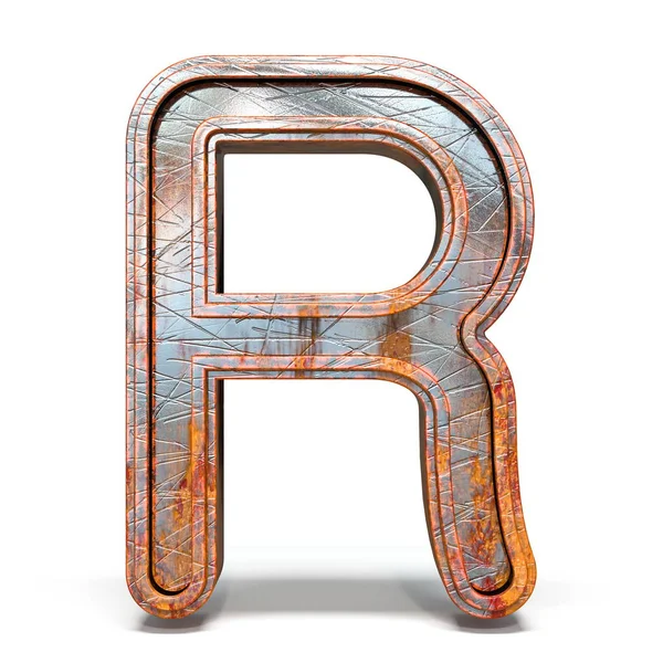 녹슨 금속 글꼴 문자 R 3D — 스톡 사진