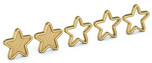 Votação conceito classificação TWO estrelas douradas 3D — Fotografia de Stock