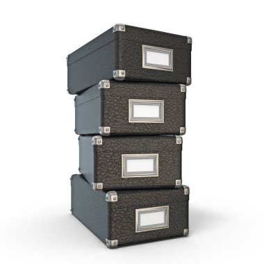 Siyah deri kapalı kutular 3d