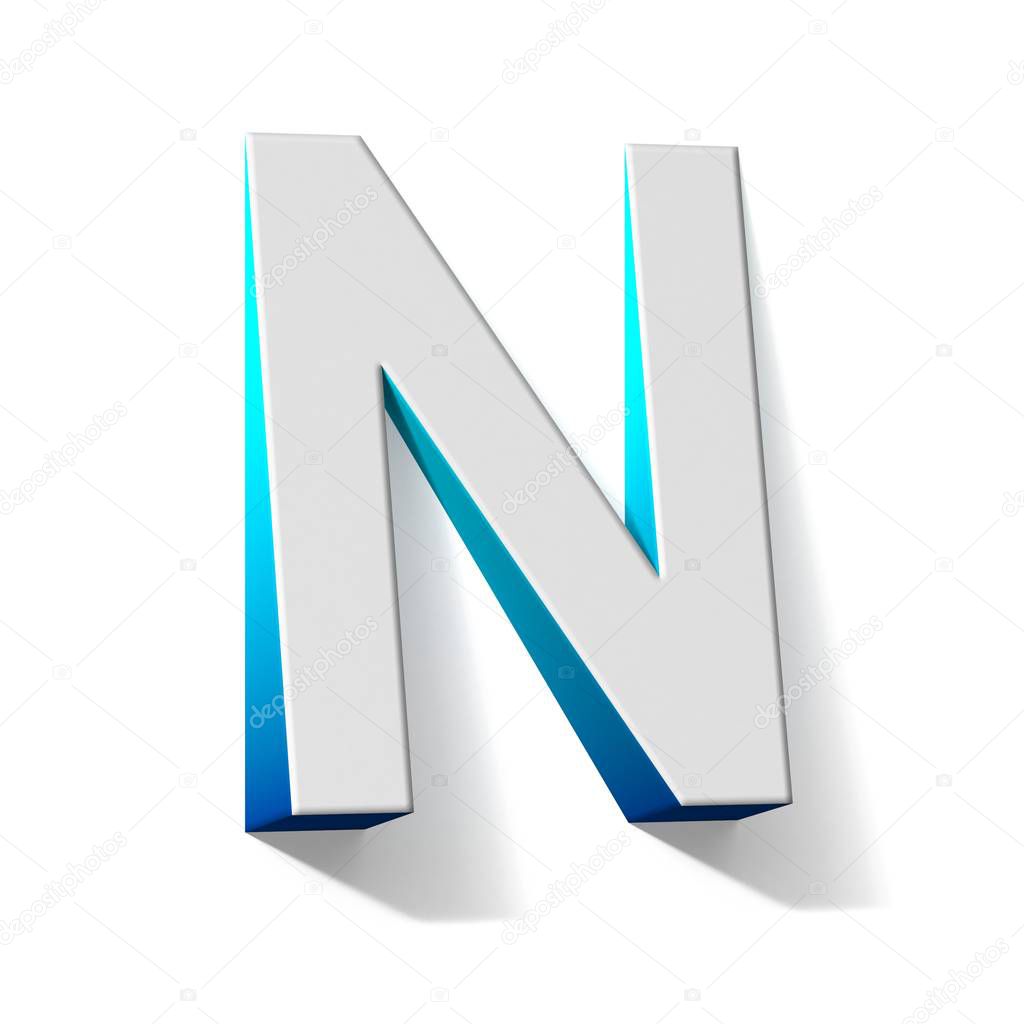 Blue gradient Letter N 3D render illustration isolated on white background