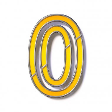 Turuncu metal tel font Sayı 0 Zero 3d