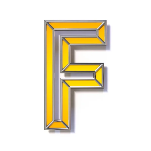 Orange metal wire font Letter F 3D — Stock Photo, Image