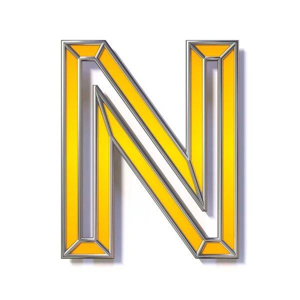 Turuncu metal tel yazı tipi N Harfi 3d — Stok fotoğraf