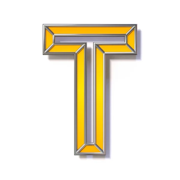 Turuncu metal tel yazı tipi T harfi 3d — Stok fotoğraf