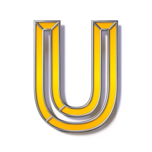 オレンジ色の金属線フォント文字U 3d — ストック写真