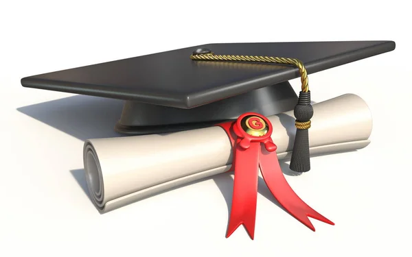 Casquette graduée avec diplôme 3D — Photo