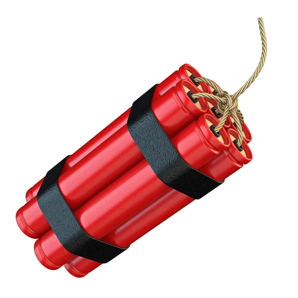 Baquetas de dinamita roja TNT con mecha 3D — Foto de Stock