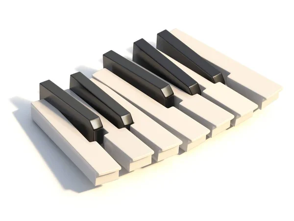 Tastiera per pianoforte astratta non ordinata una ottava 3D — Foto Stock