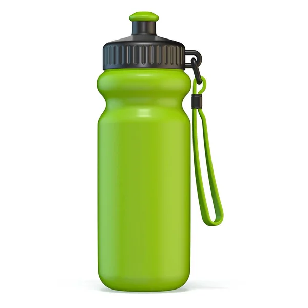Verde deporte botella de agua de plástico de pie 3D —  Fotos de Stock