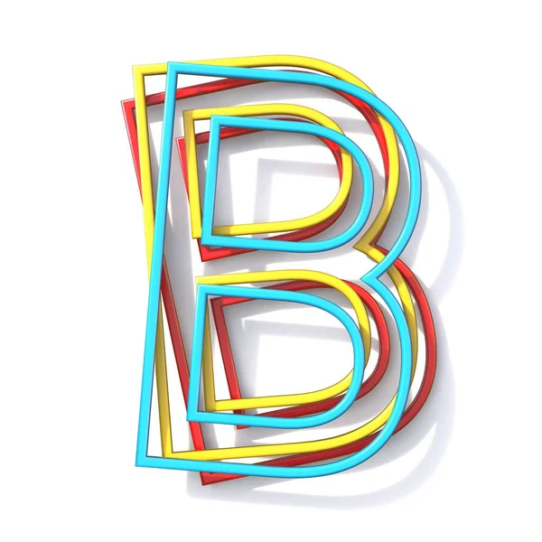 Three basic color wire font Letter B 3D — Stock Photo, Image