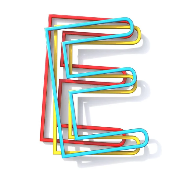 Tre grundläggande färg tråd typsnitt bokstaven E 3D — Stockfoto