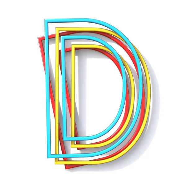 Üç temel renkli tel yazı tipi D Harfi 3d — Stok fotoğraf