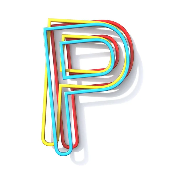 Tre tipi di carattere filo di colore di base Letter P 3D — Foto Stock