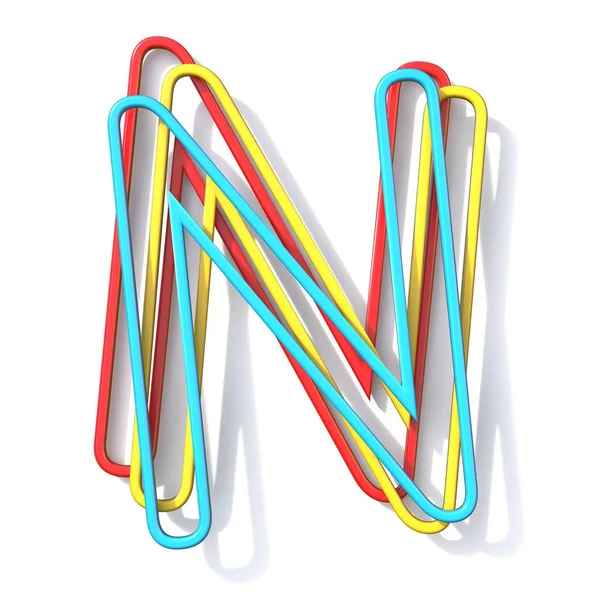 Tre grundläggande färg kabel typsnitt bokstaven N 3D — Stockfoto