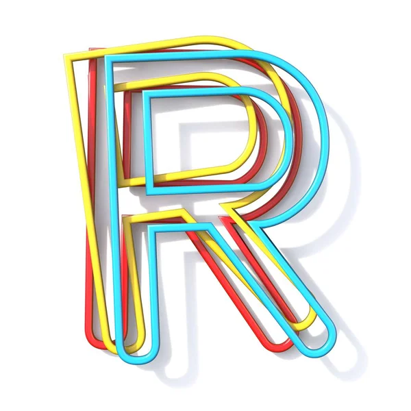 Tre tipi di carattere filo di colore di base Letter R 3D — Foto Stock