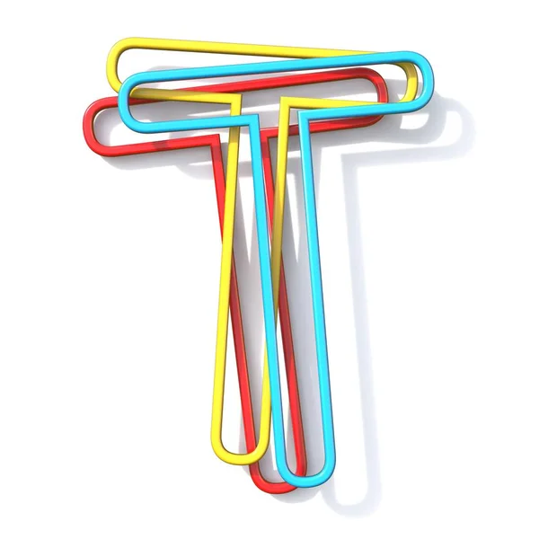 Tre tipi di carattere filo di colore di base Letter T 3D — Foto Stock