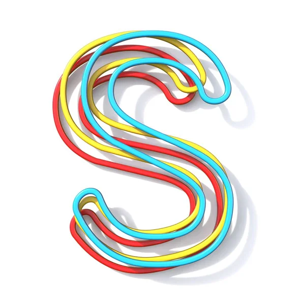 Three basic color wire font Letter S 3D