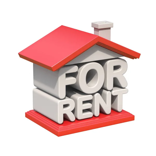 FOR RENT house sign orthogonal view 3D — Stock Photo, Image