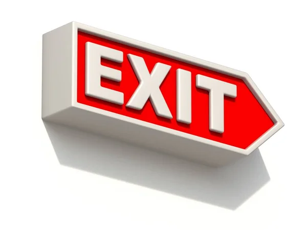 Röd Exit skylt på vit vägg 3D — Stockfoto
